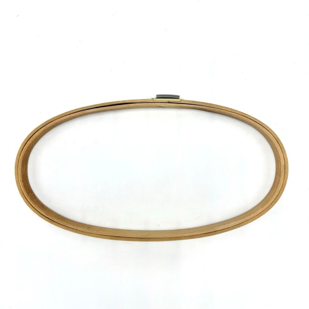 Vintage Gibbs Holdtite Embroidery Hoop 9x4.5” Oval Wooden Spring Tension Unlined